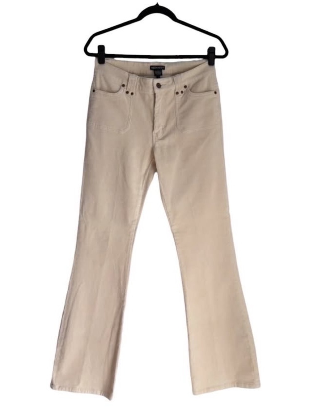 Y2K Women's Cream Bootcut Kick Flare Pants Trousers Jeans Corduroy Cord 90s 70s